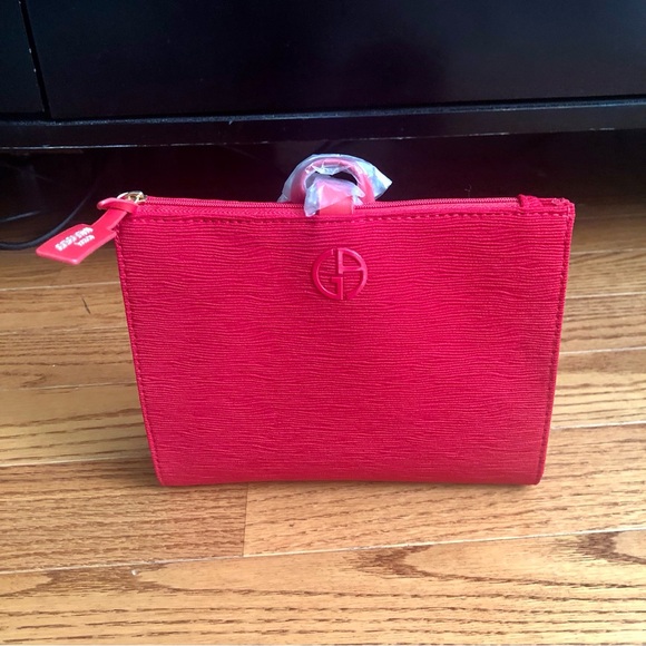 Giorgio Armani Handbags - Giorgio Armani Engine Red Textured Recycled Plastic Zip Cosmetic Pouch NWT